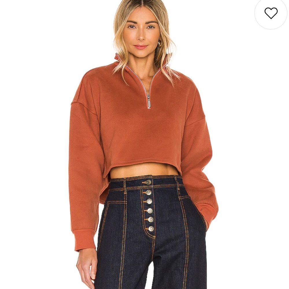 Revolve LPA half zip up sweatshirt spice orange